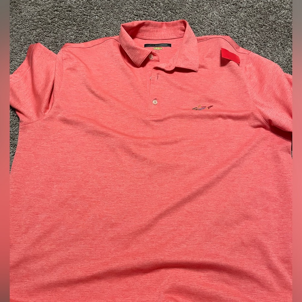 Greg Norman Men’s Polo Large‎ Salem/Orange DriFit Golf shirt great condition.